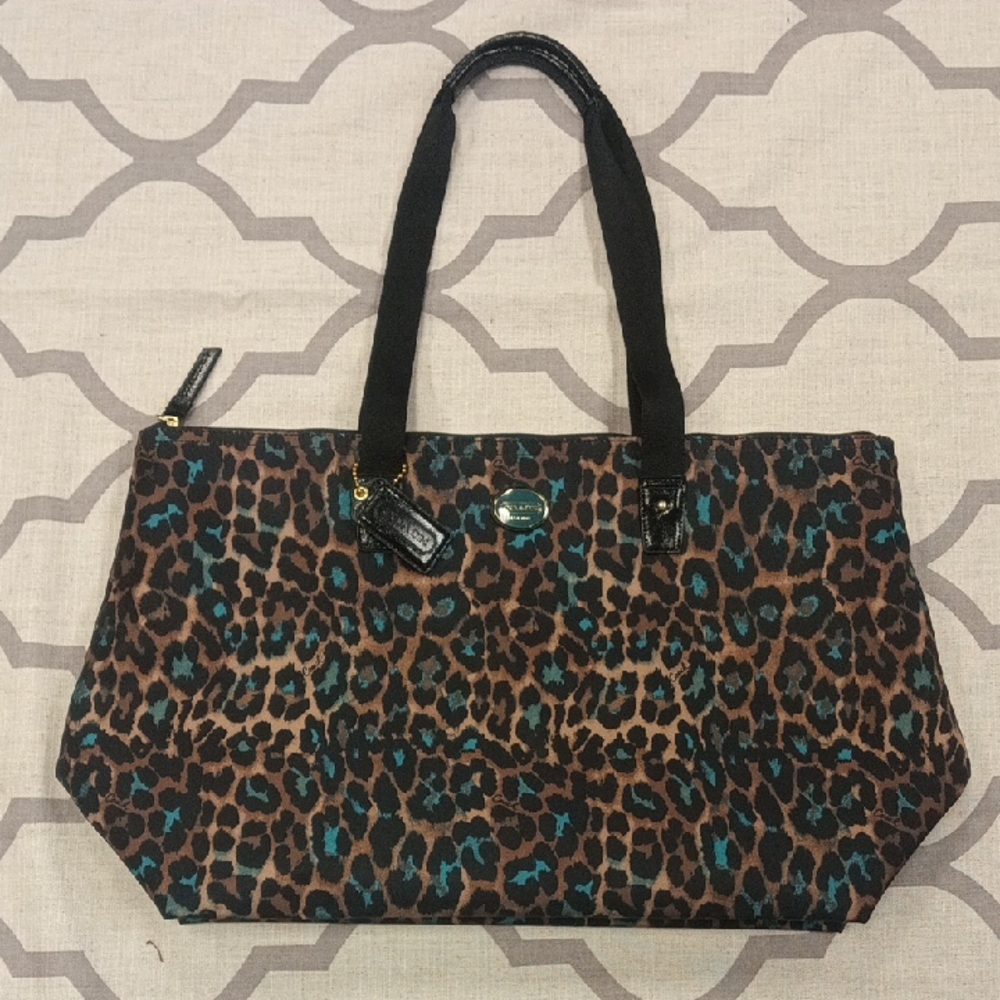 Leopard Print Tote with Black Accents